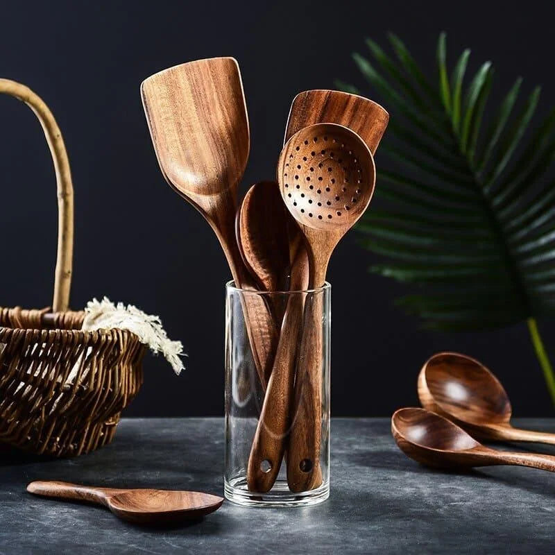 7-piece teak wood kitchen utensil set – view 15