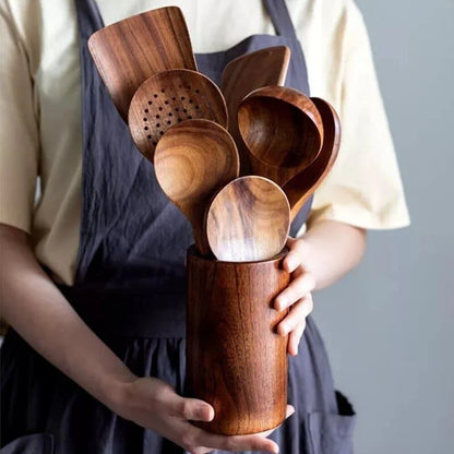 7-piece teak wood kitchen utensil set – view 16
