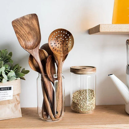 7-piece teak wood kitchen utensil set – view 17