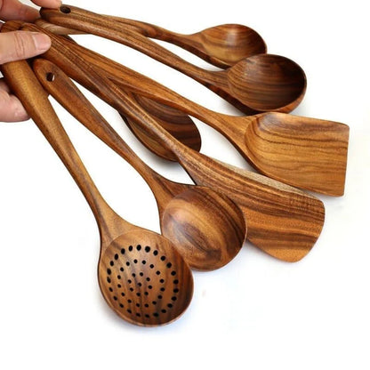 7-piece teak wood kitchen utensil set – view 19