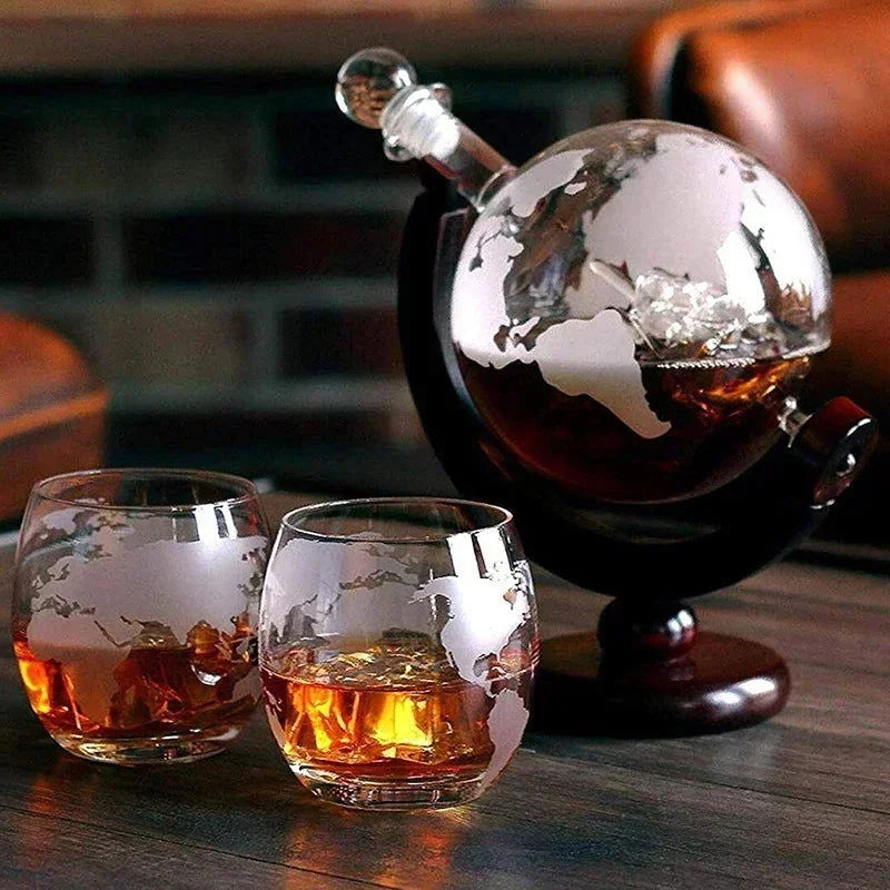 850ml Globe Glass Decanter with Wood Stand – view 4