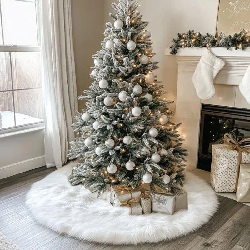 90cm White Plush Christmas Tree Skirt