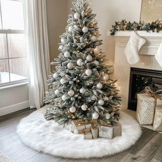 90cm White Plush Christmas Tree Skirt
