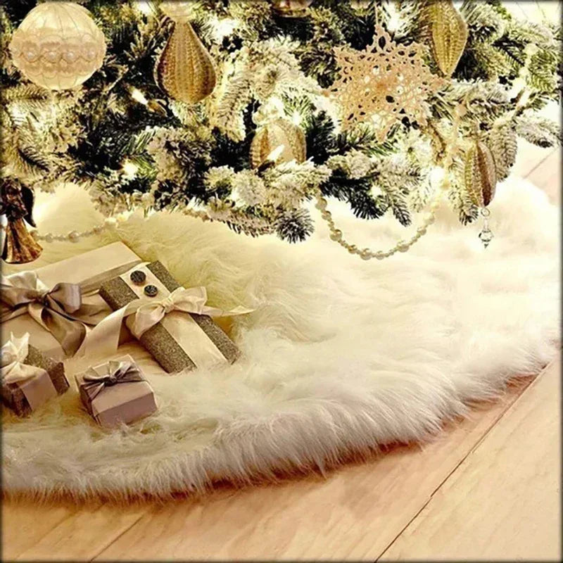 90cm White Plush Christmas Tree Skirt – view 4