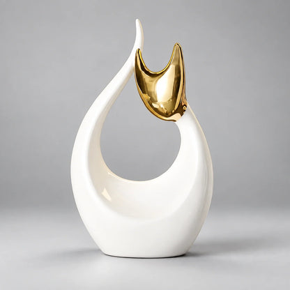 Abstract Porcelain Cat Sculpture – Gold or Silver, 3 Designs – view 8