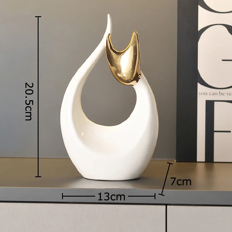 Abstract Porcelain Cat Sculpture – Gold or Silver, 3 Designs – view 9