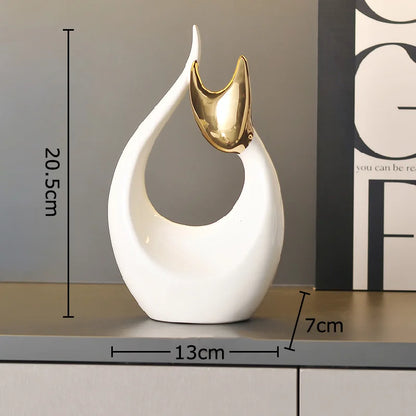 Abstract Porcelain Cat Sculpture – Gold or Silver, 3 Designs – view 9