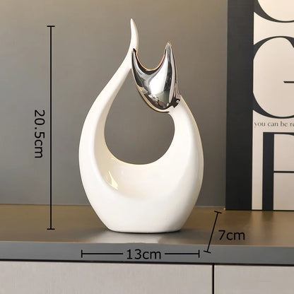 Abstract Porcelain Cat Sculpture – Gold or Silver, 3 Designs – view 15