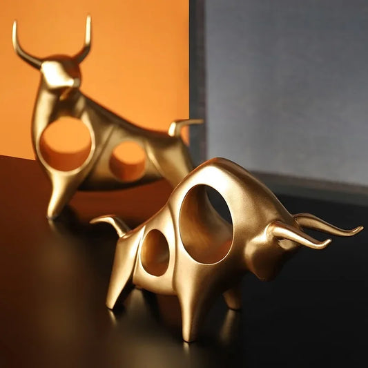 Abstract Gold Bull Resin Sculpture