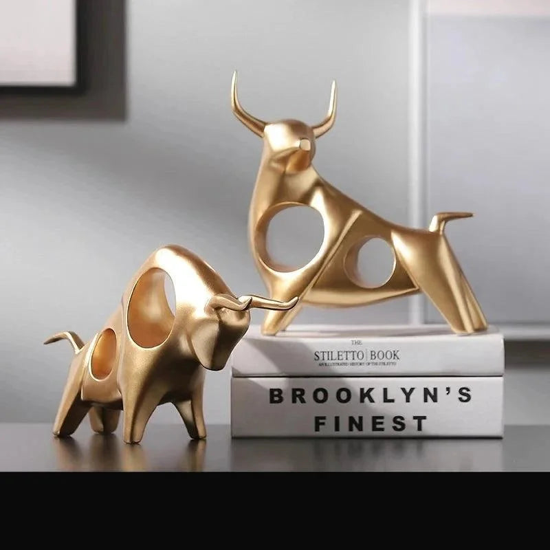 Abstract Gold Bull Resin Sculpture – view 2