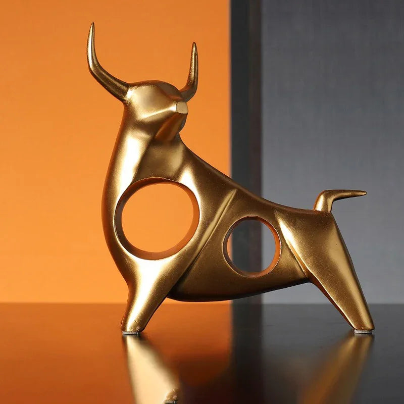 Abstract Gold Bull Resin Sculpture – view 3