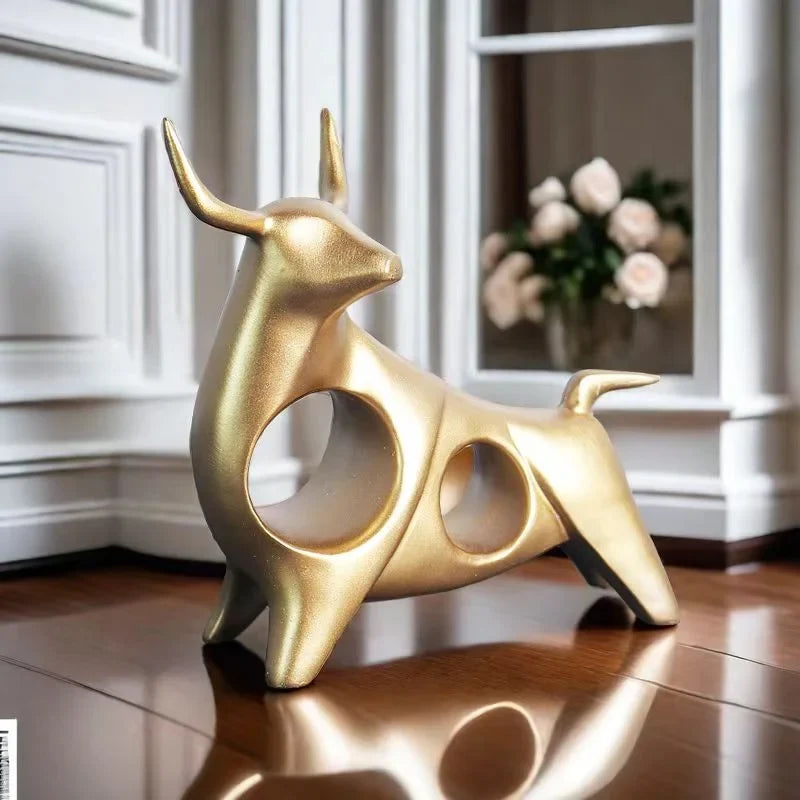 Abstract Gold Bull Resin Sculpture – view 4