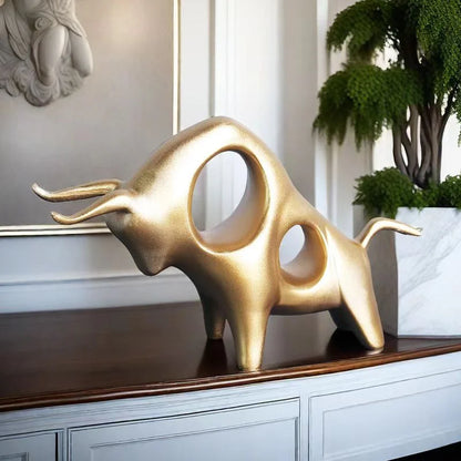 Abstract Gold Bull Resin Sculpture – view 5