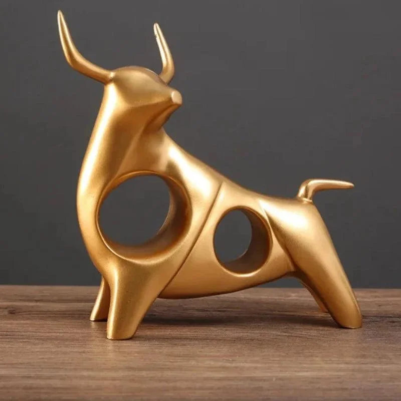 Abstract Gold Bull Resin Sculpture – view 7