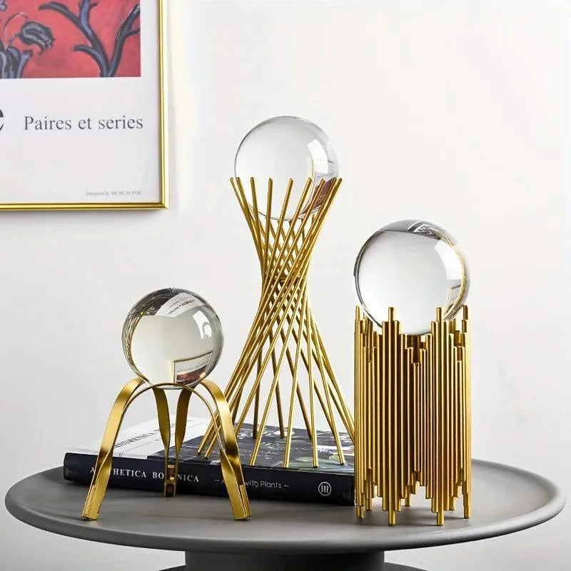 Abstract Iron & Glass Decorative Sculpture
