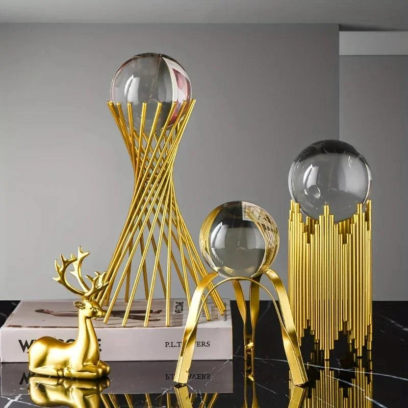 Abstract Iron & Glass Decorative Sculpture – view 3