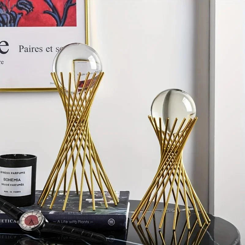 Abstract Iron & Glass Decorative Sculpture – view 4