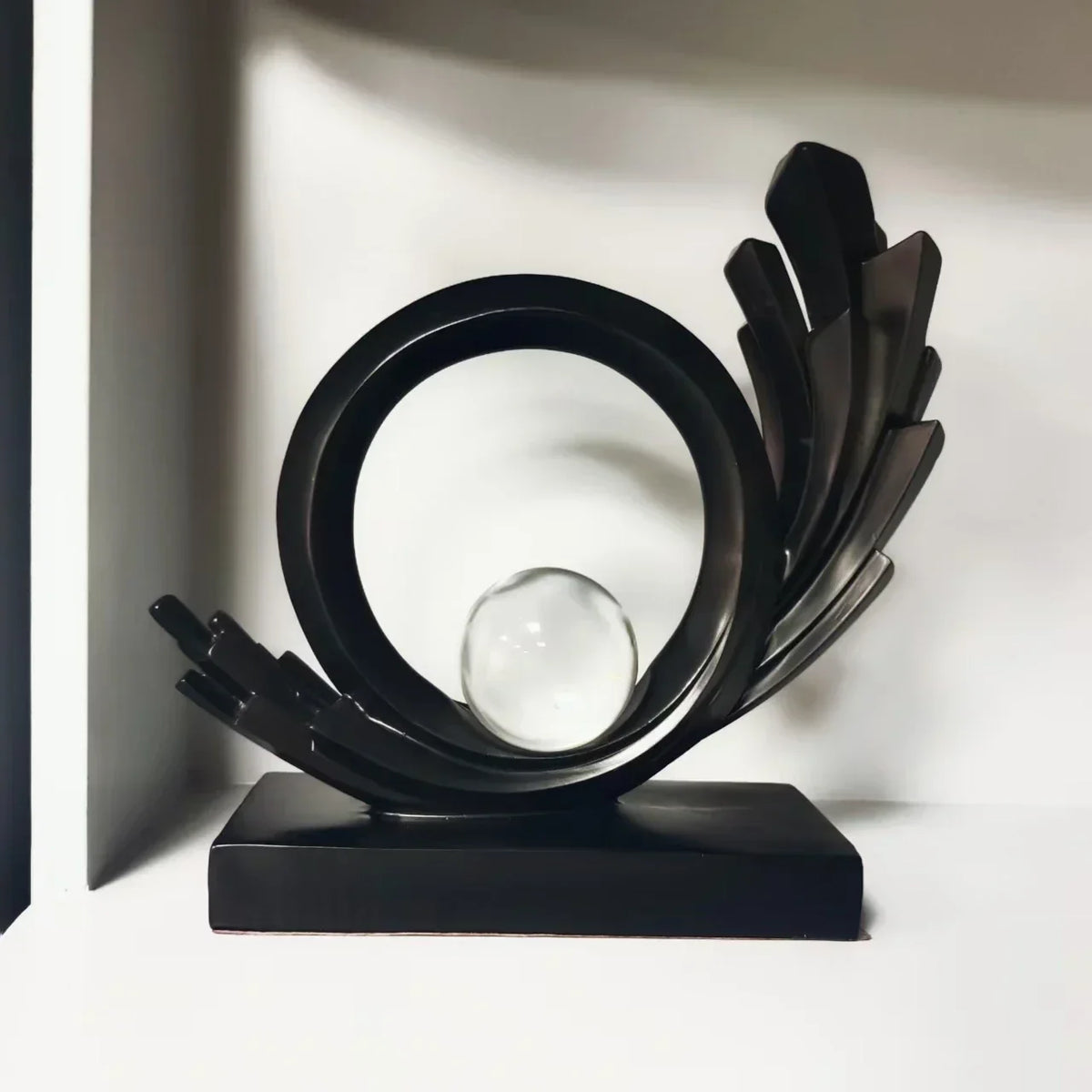 Abstract Resin Sculpture with Crystal Sphere – view 2