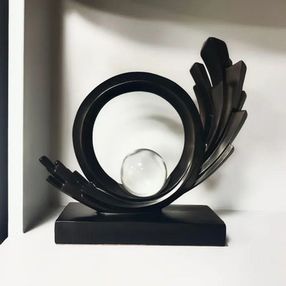 Abstract Resin Sculpture with Crystal Sphere – view 2