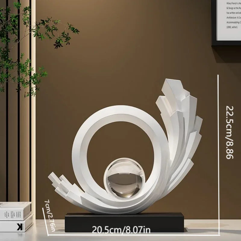 Abstract Resin Sculpture with Crystal Sphere – view 3