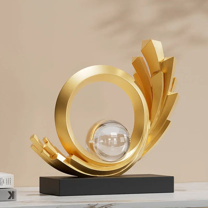 Abstract Resin Sculpture with Crystal Sphere – view 5