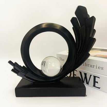 Abstract Resin Sculpture with Crystal Sphere – view 6