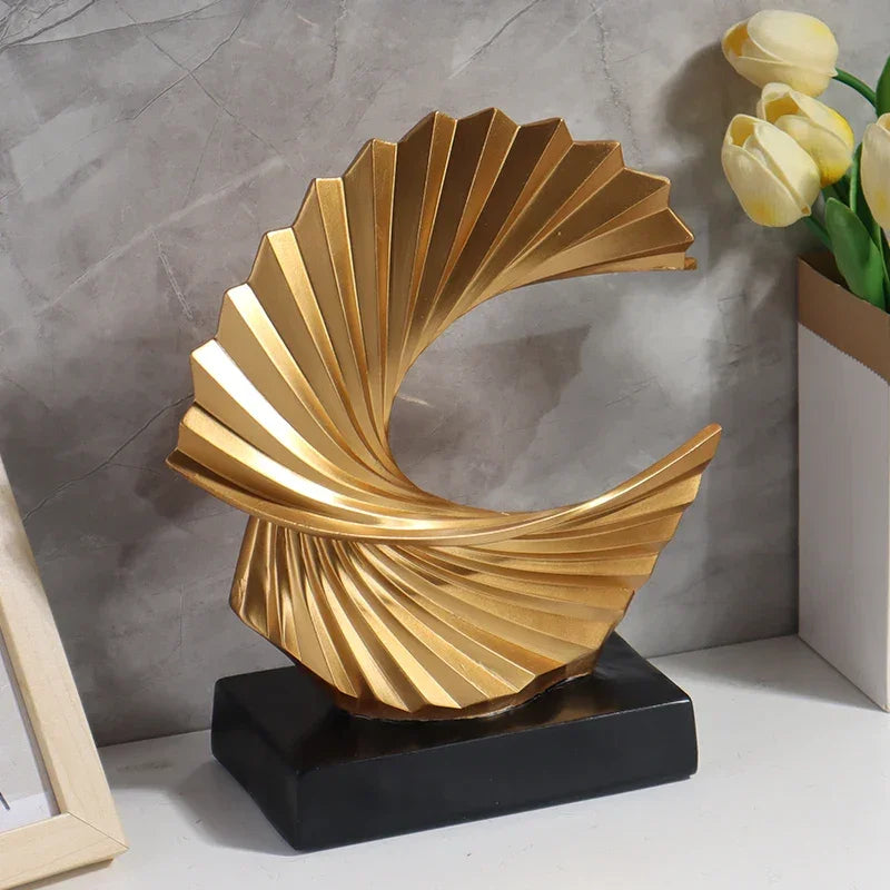 Abstract Wave Resin Sculpture with Black Base – view 3