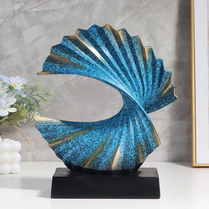 Abstract Wave Resin Sculpture with Black Base – view 5