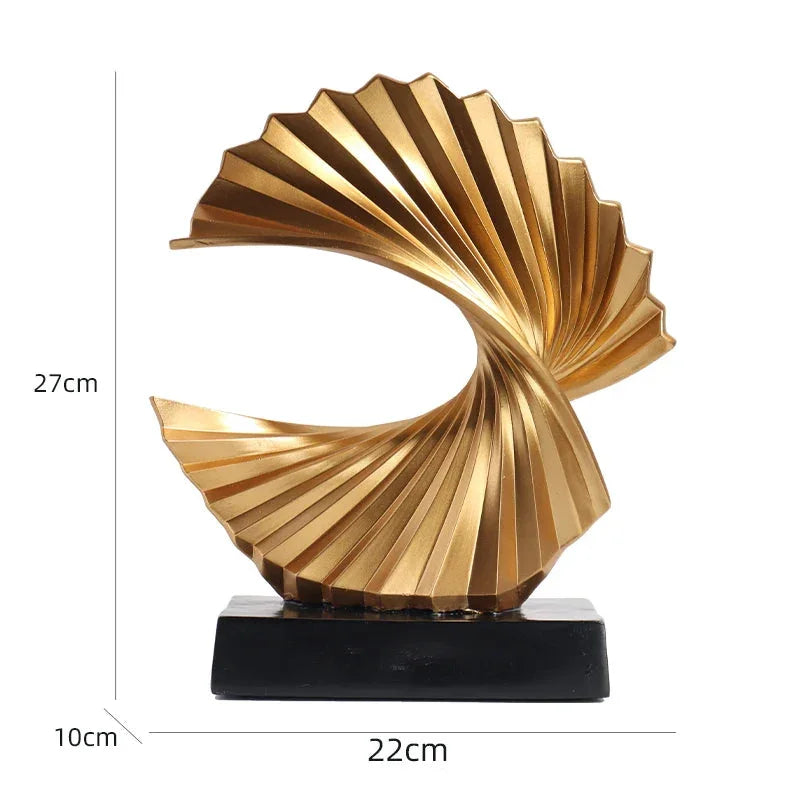 Abstract Wave Resin Sculpture with Black Base – view 6