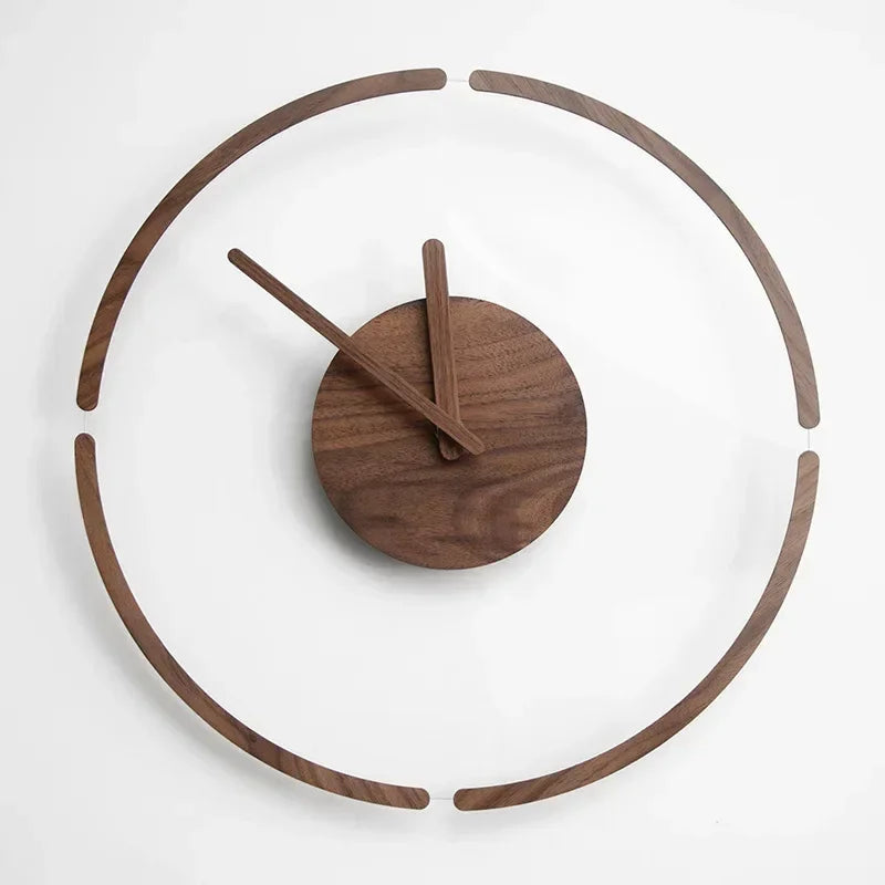 35.5cm Transparent Acrylic & Walnut Silent Quartz Wall Clock