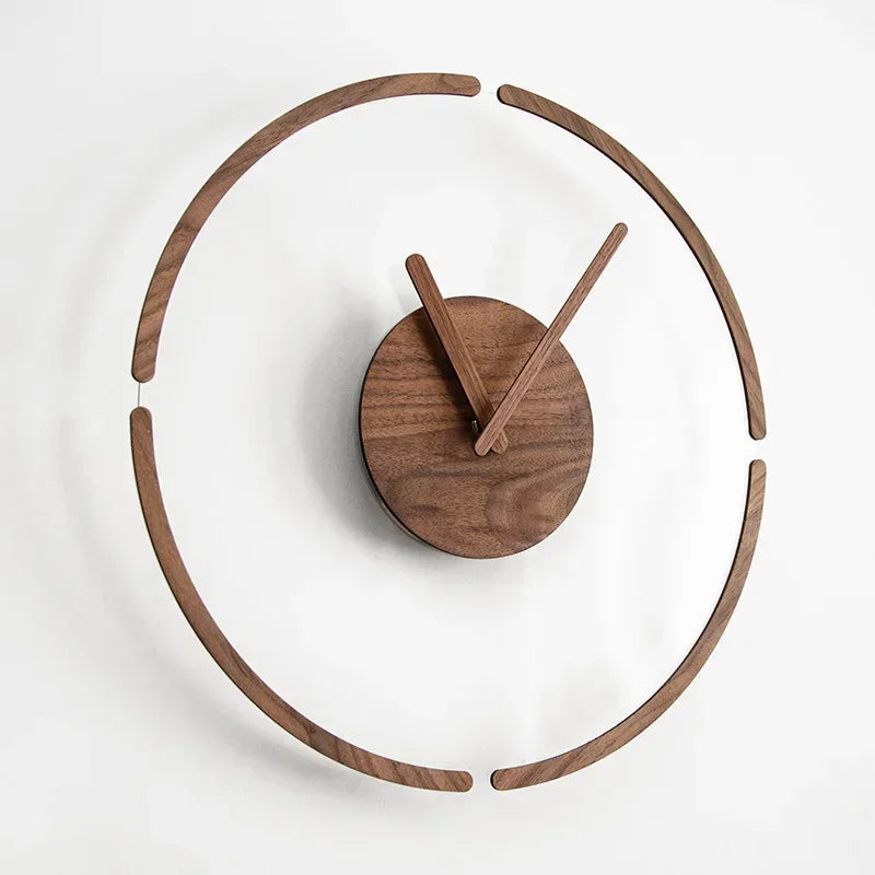 35.5cm Transparent Acrylic & Walnut Silent Quartz Wall Clock – view 2