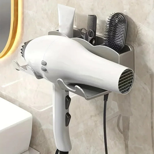 Adhesive Wall-Mounted Hair Dryer Holder