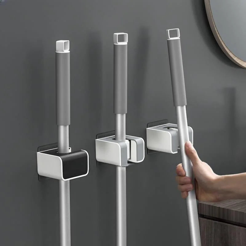 Adjustable Adhesive Broom & Mop Wall Holder