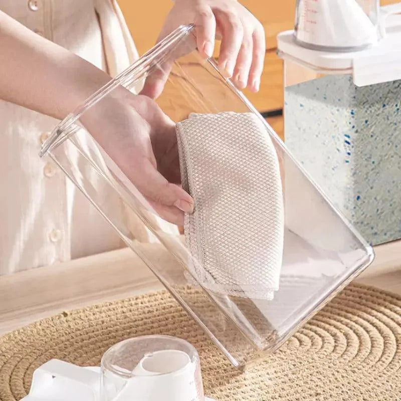 Airtight dry food dispenser with measuring cup – view 10