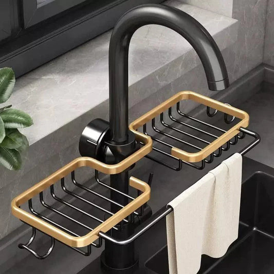 Aluminium kitchen sink caddy and sponge holder