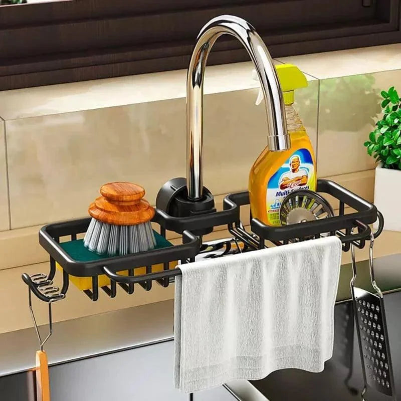 Aluminium kitchen sink caddy and sponge holder – view 3