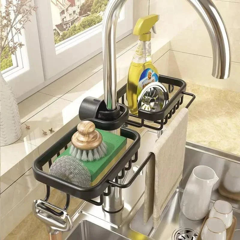 Aluminium kitchen sink caddy and sponge holder – view 4