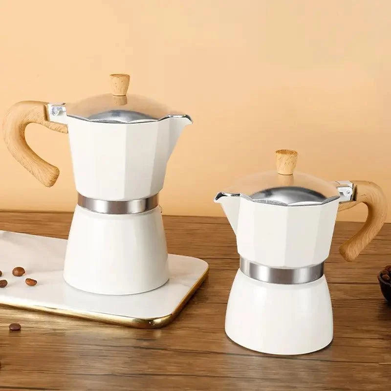 Aluminium Moka Pot with Wood Handle