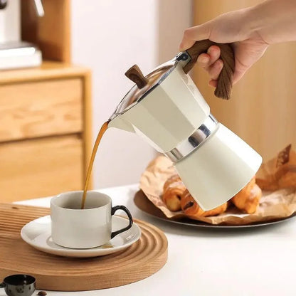Aluminium Moka Pot with Wood Handle – view 2