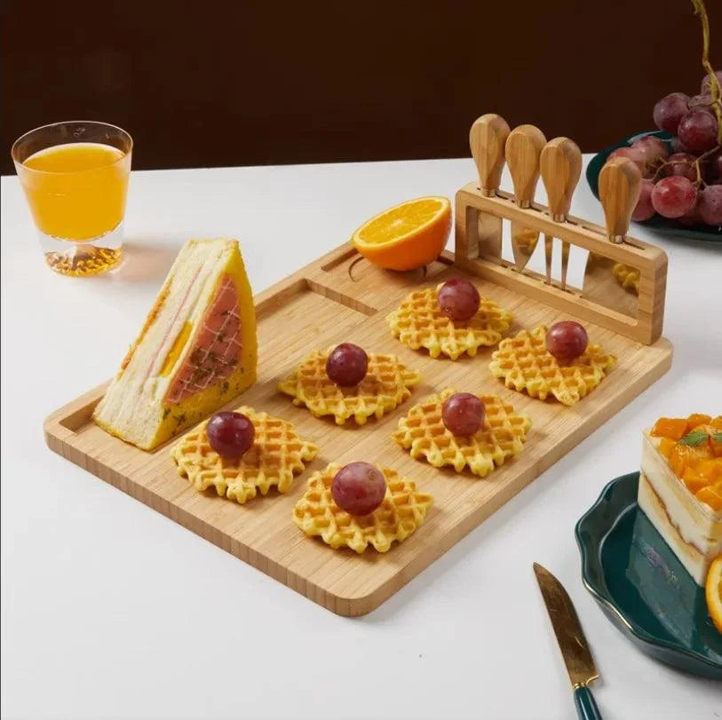 Bamboo Cheese Board with 4-Piece Knife Set – view 2