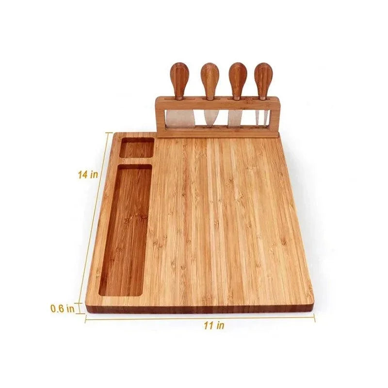 Bamboo Cheese Board with 4-Piece Knife Set – view 7
