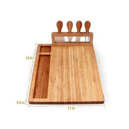 Bamboo Cheese Board with 4-Piece Knife Set – view 7