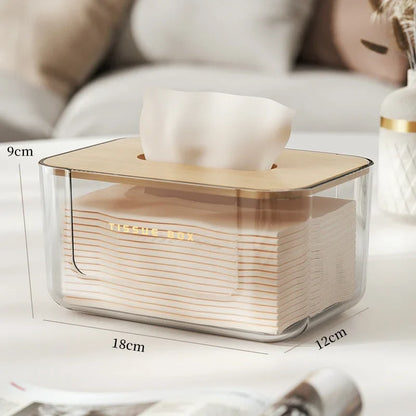 Bamboo-Lid Tissue Box Holder – Clear or White – view 9