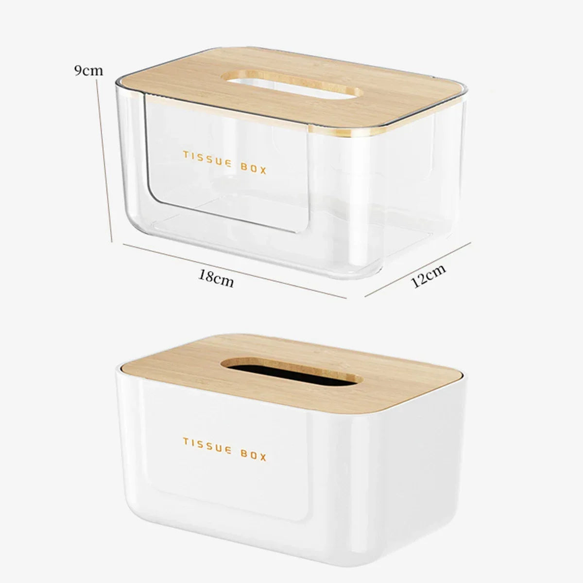 Bamboo-Lid Tissue Box Holder – Clear or White – view 12