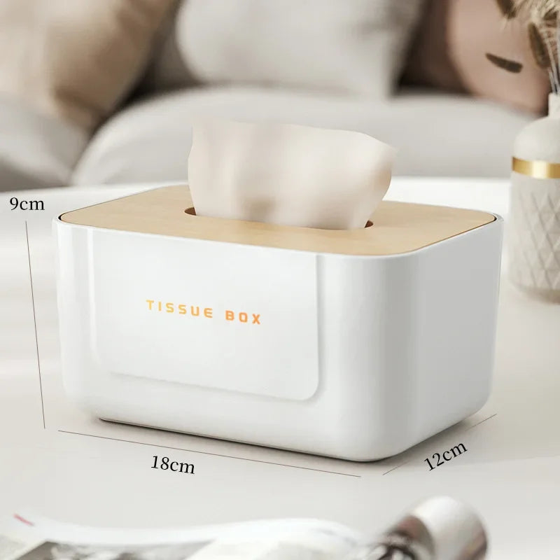Bamboo-Lid Tissue Box Holder – Clear or White – view 13