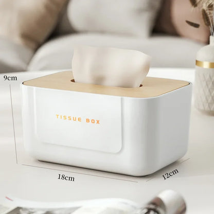 Bamboo-Lid Tissue Box Holder – Clear or White – view 13