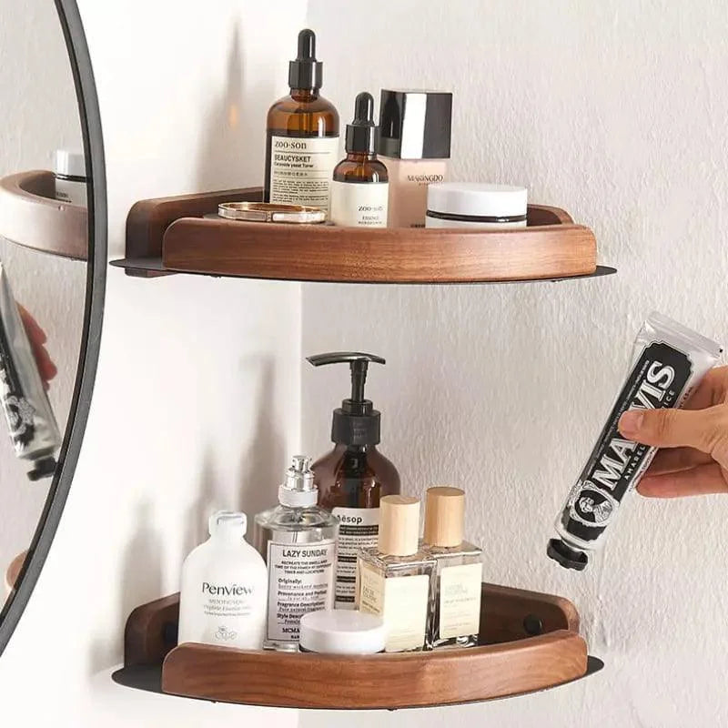 Bathroom corner shelf and towel ring collection