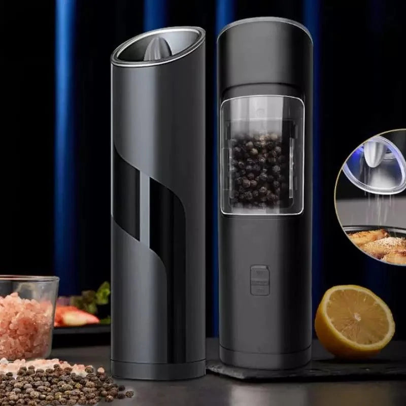 Battery-powered stainless steel pepper and spice grinder