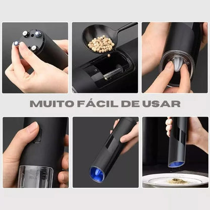 Battery-powered stainless steel pepper and spice grinder – view 9