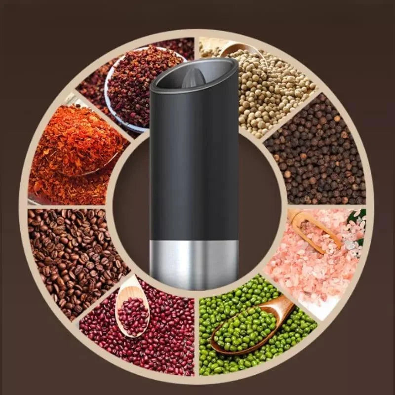 Battery-powered stainless steel pepper and spice grinder – view 10
